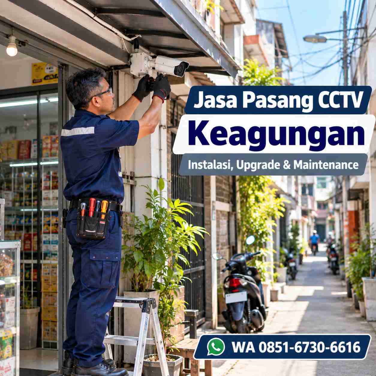 Teknisi jasa pasang CCTV Keagungan memasang kamera CCTV di area permukiman Taman Sari Jakarta Barat