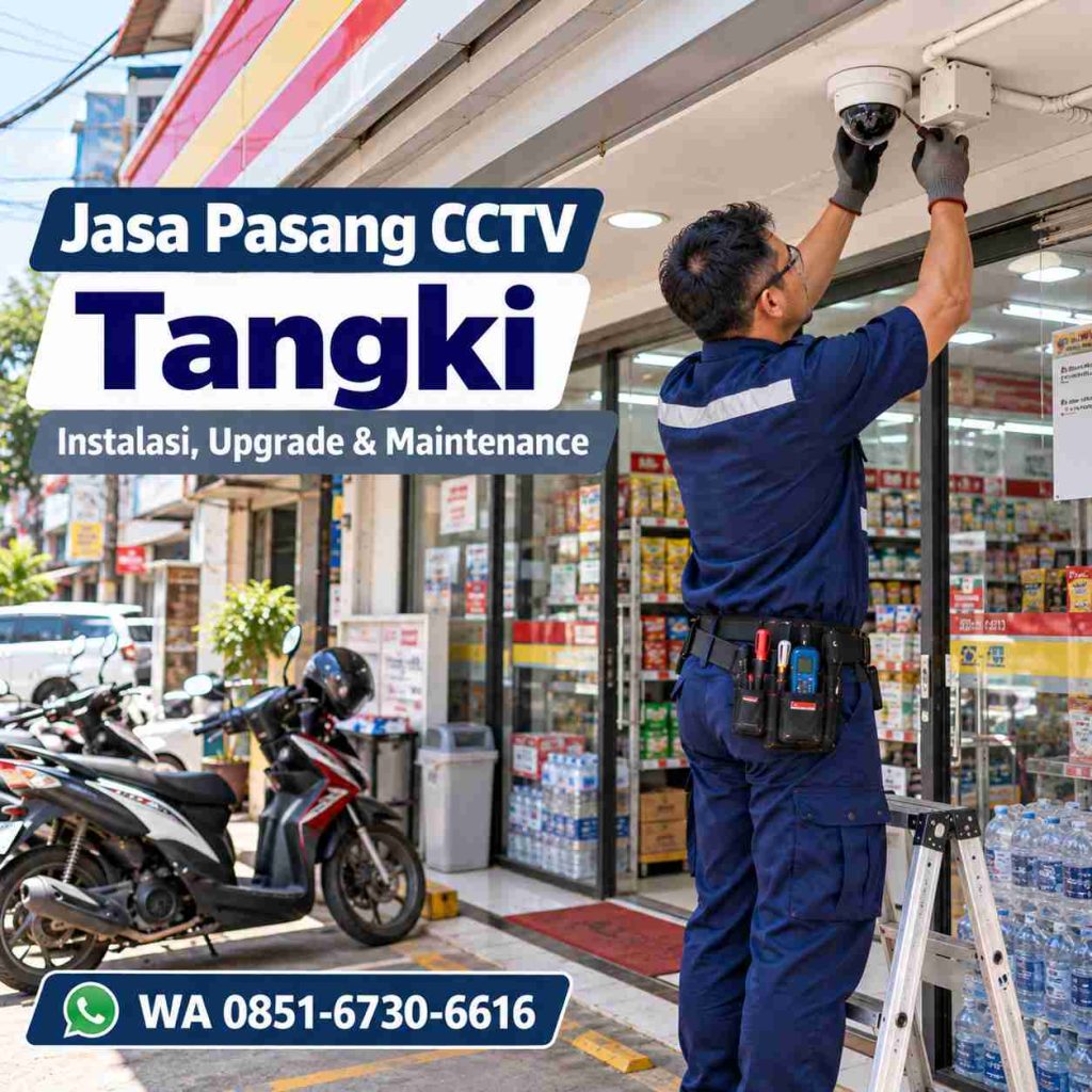 Teknisi jasa pasang CCTV Tangki memasang kamera CCTV di toko retail Taman Sari Jakarta Barat
