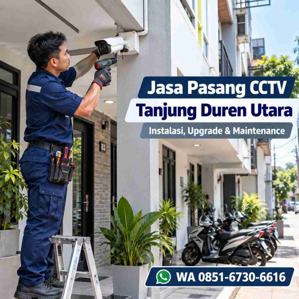 Teknisi jasa pasang CCTV Tanjung Duren Utara memasang kamera CCTV di area kos Grogol Petamburan Jakarta Barat