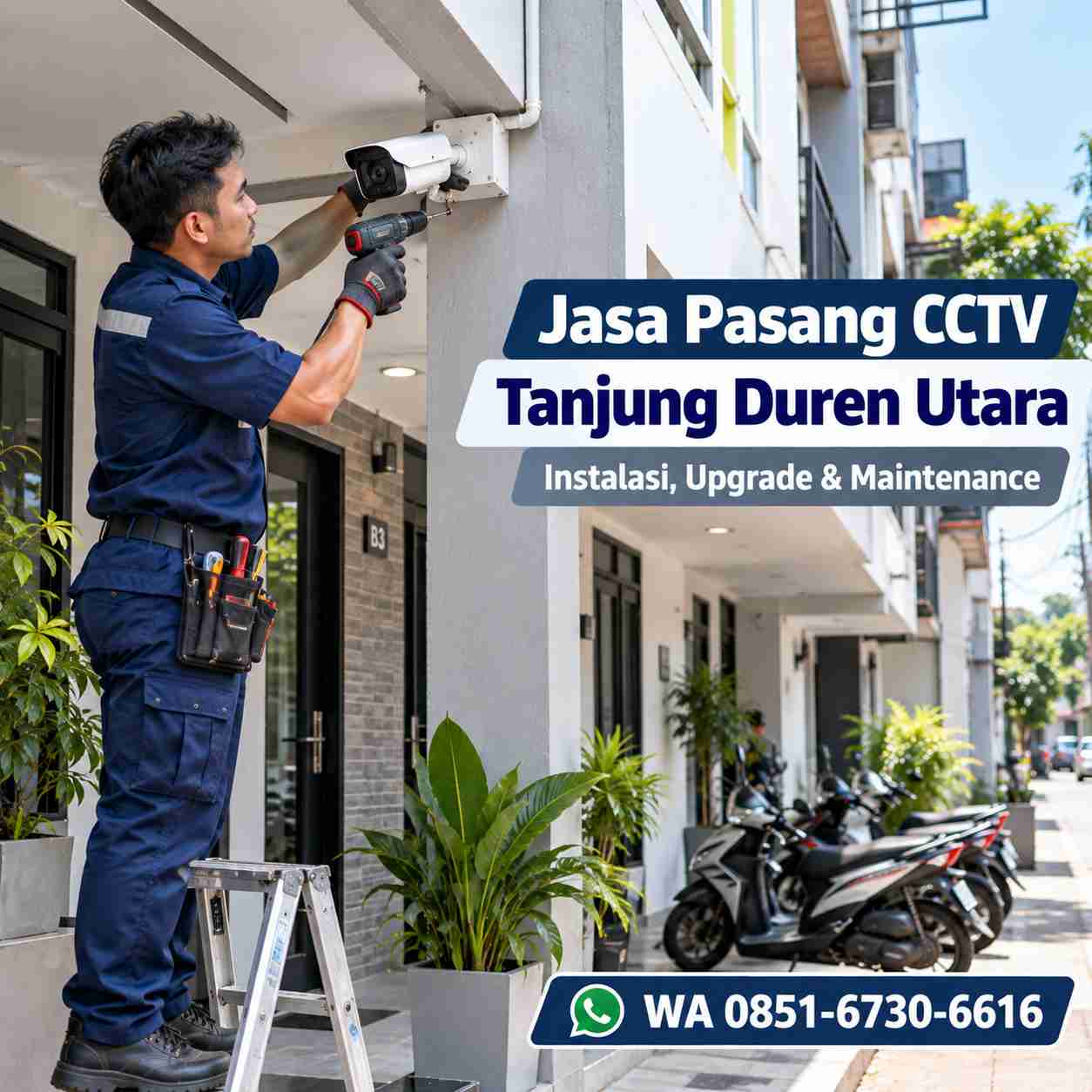 Teknisi jasa pasang CCTV Tanjung Duren Utara memasang kamera CCTV di area kos Grogol Petamburan Jakarta Barat