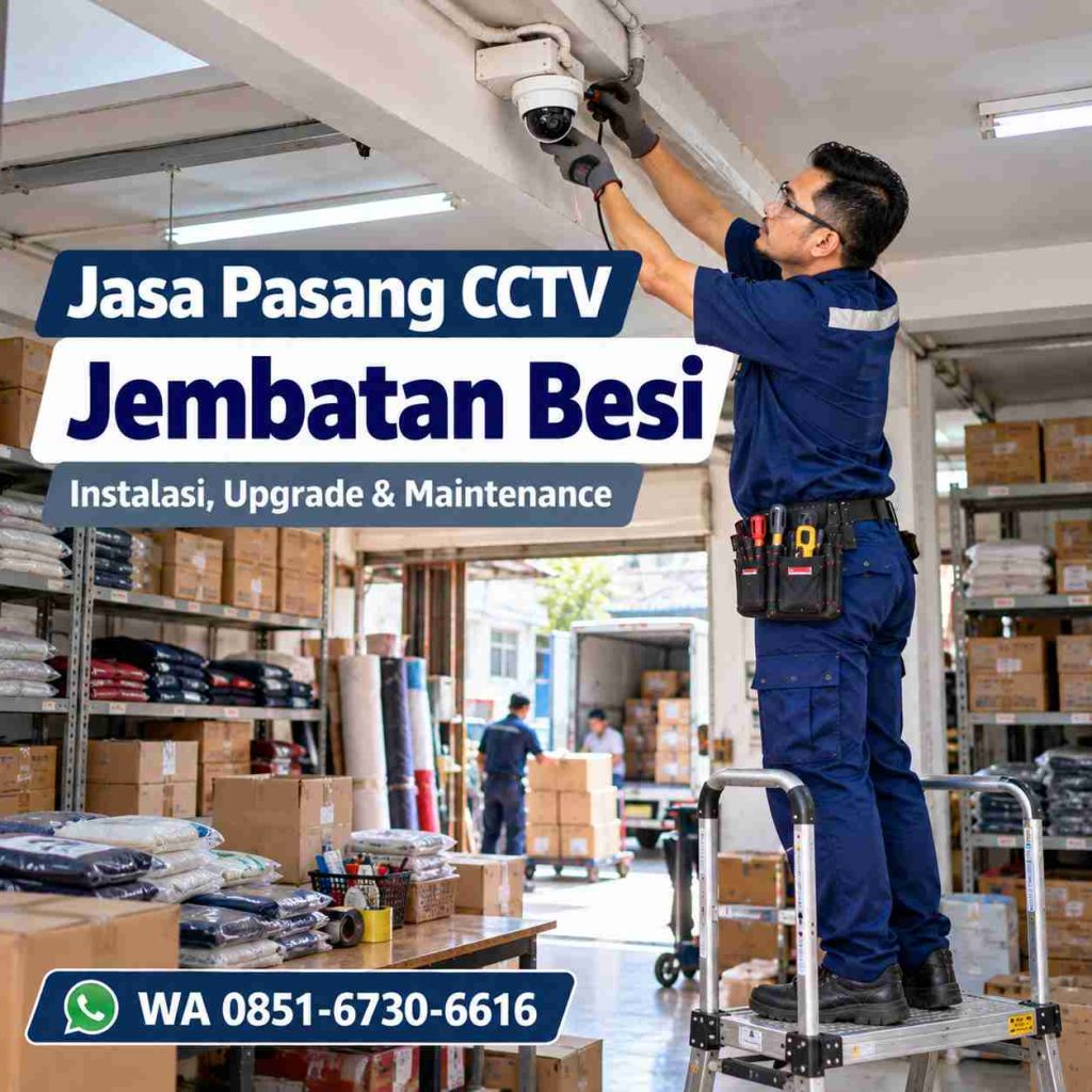 Teknisi jasa pasang CCTV Jembatan Besi memasang kamera CCTV di area home industry Tambora Jakarta Barat
